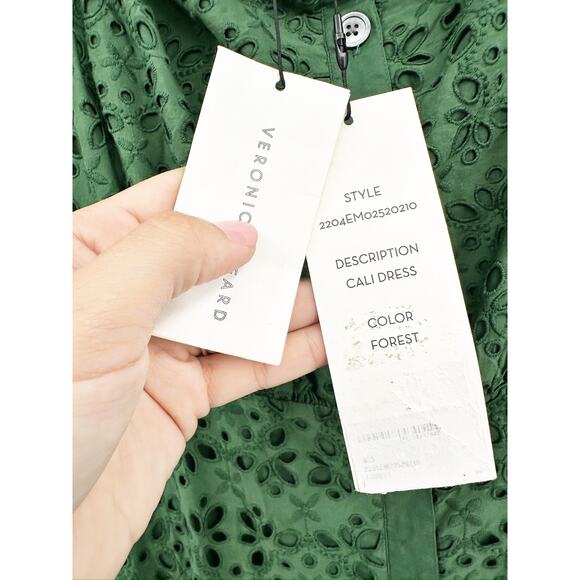 Veronica Beard Cali Off Shoulder Broderie Anglaise Cotton Voile Maxi Dress Green - Picture 7 of 8